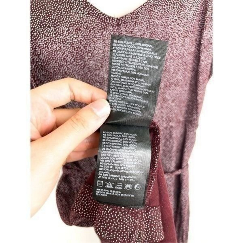 H&M Burgundy Polka Dot‎ Wrap Dress Size M - Picture 7 of 7